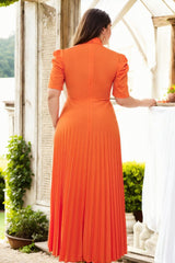 Plus Size Orange Trench Maxi Shirt Dress - Back View