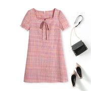 Plus Size Pink Checks Shift Dress