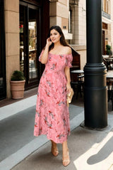 Plus Size Pink Floral Dress