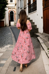 Plus Size Pink Floral Dress - Back View