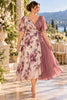 Elspeth Plus Size Pink Floral Wrap Midi Dress