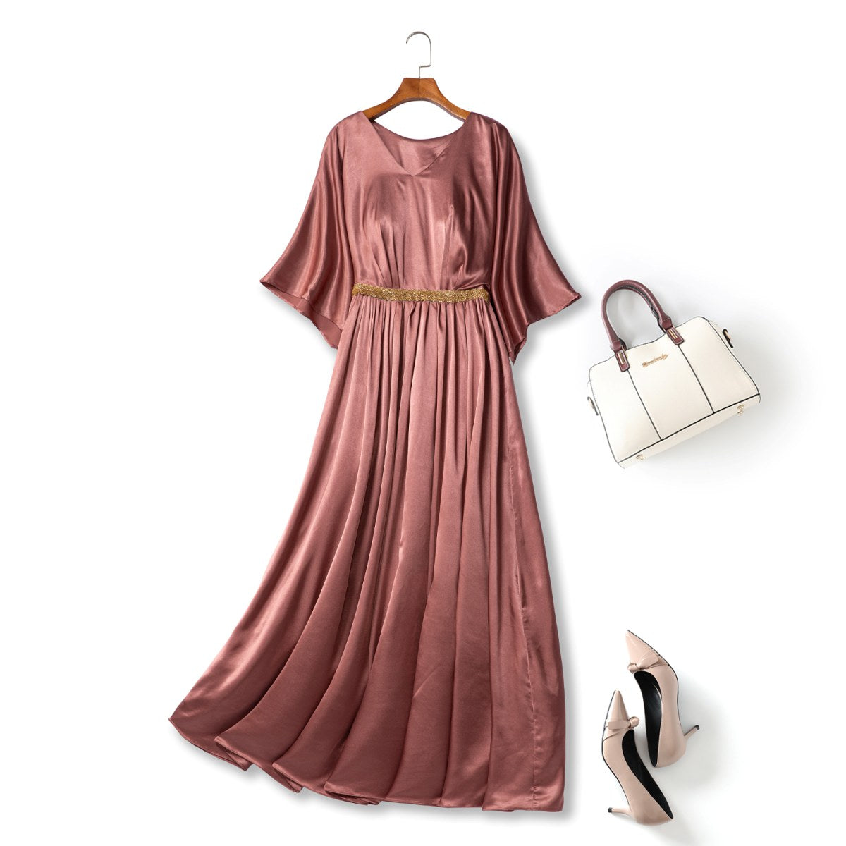 Isabela Plus Size Pink Grecian Maxi Dress– Hello Curve