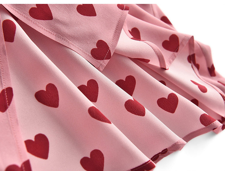 Knee Length Pink Hearts Dress for Girls