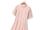 Amaya Plus Size Pink Lace Qipao