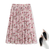 Plus Size Pink Pleats Floral Skirt
