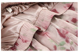 Plus Size Pink Pleats Floral Skirt