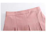 Plus Size Pink Pleats Mini Skirt