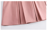 Plus Size Pink Pleats Mini Skirt