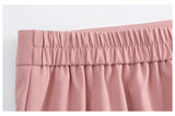 Plus Size Pink Pleats Mini Skirt