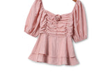 Plus Size Pink Rose Corsage Vintage Top