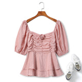 Plus Size Pink Rose Corsage Vintage Top