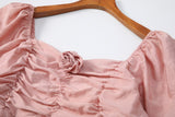 Plus Size Pink Rose Corsage Vintage Top