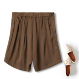 Plus Size Pleat Highwaist Shorts - Back View