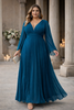Amara Plus Size Pleated Long Sleeve Maxi Dress