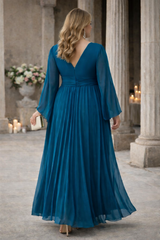 Amara Plus Size Pleated Long Sleeve Maxi Dress