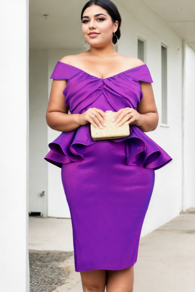 Braelyn Plus Size Purple Peplum Dress– Hello Curve