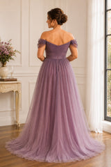 Aurette Plus Size Purple Ombre Off Shoulder Formal Dress