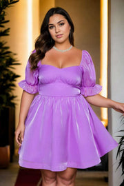 Plus Size Purple Shimmer Short Dress