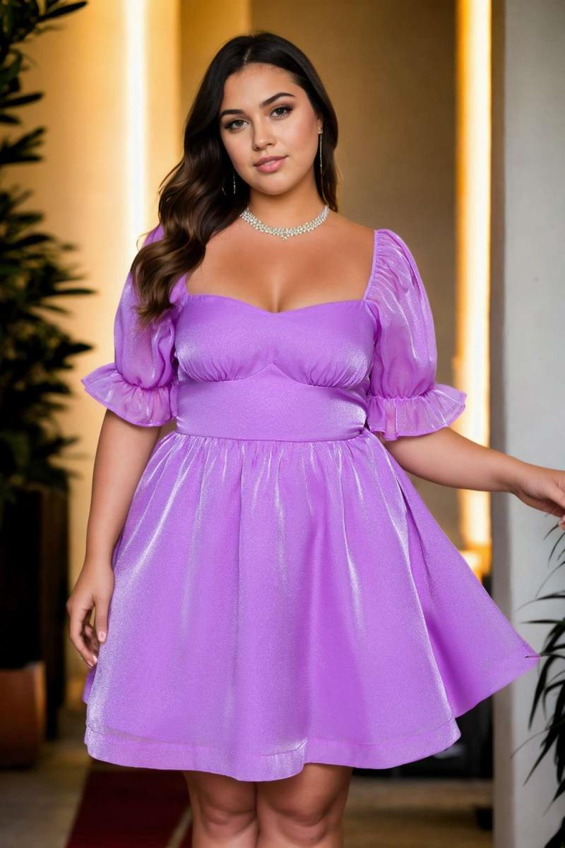 Aurora Plus Size Purple Shimmer Short Dress Hello Curve Aurora Plus Size Purple Shimmer Short Dress Hello Curve