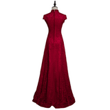 Plus Size Red Cheongsam Maxi Dress