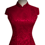 Plus Size Red Cheongsam Maxi Dress