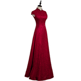Plus Size Red Cheongsam Maxi Dress