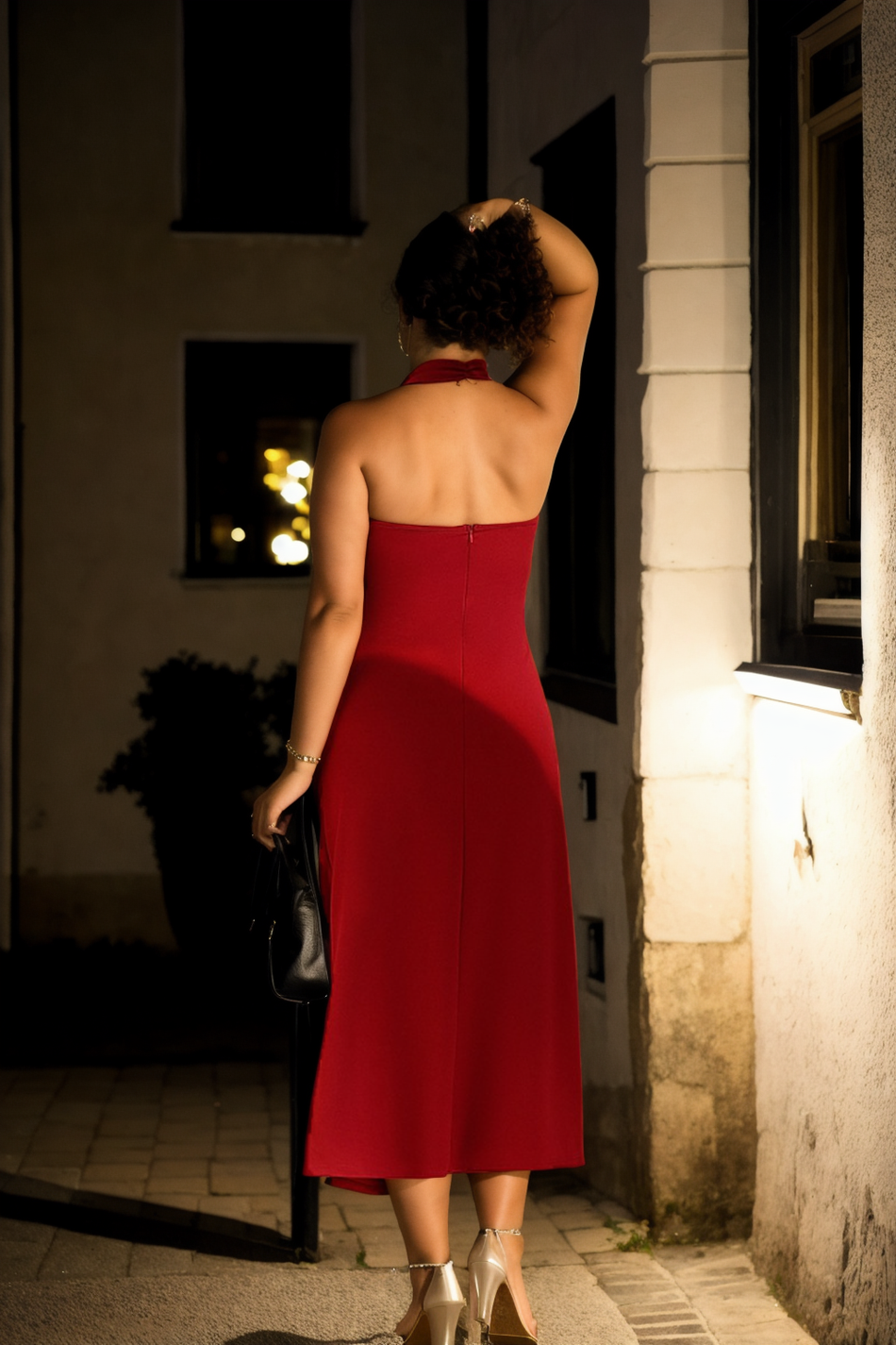 Anna Plus Size Red Halter Dress