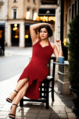 Plus Size Red Halter Dress - front view