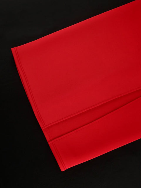 Plus Size Red Off Shoulder Cocktail Dress - Skirt Slit