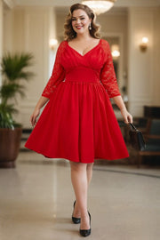 Plus Size Red Pin Up Cocktail Dress