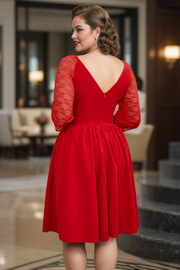 Daphne Plus Size Red Pin Up Cocktail Dress