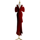 Plus Size Red Ribbon Cocktail Dress