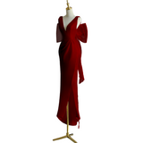 Plus Size Red Ribbon Cocktail Dress - Side View