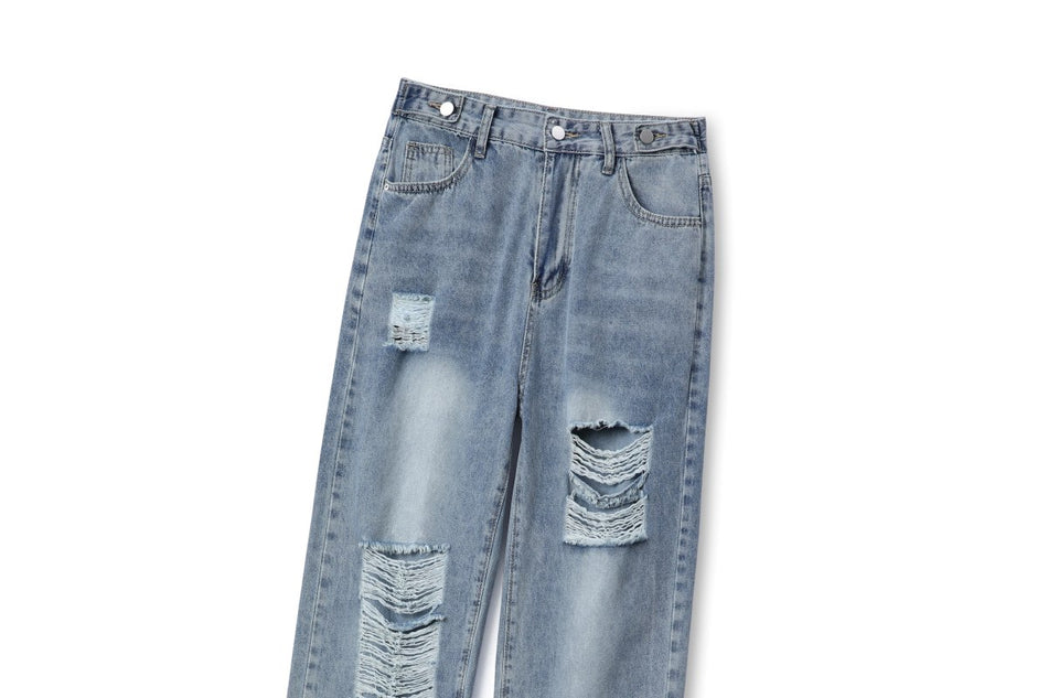 Plus Size Ripped Wide Leg Jeans - Main Image