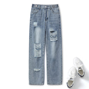 Plus Size Ripped Wide Leg Jeans