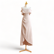 Plus Size Satin Off Shoulder Midi Dress