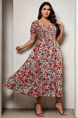 Plus Size Scrunch Floral Dress