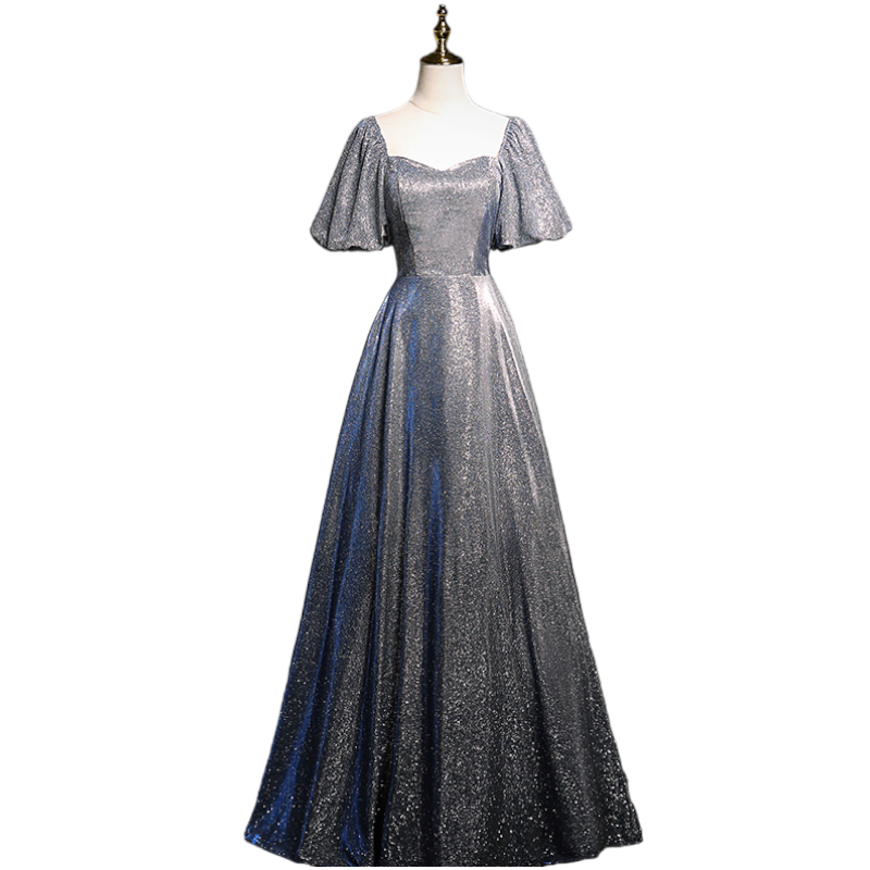 One Shoulder Stretch Satin Floor-Length Dress Silver Plus Size