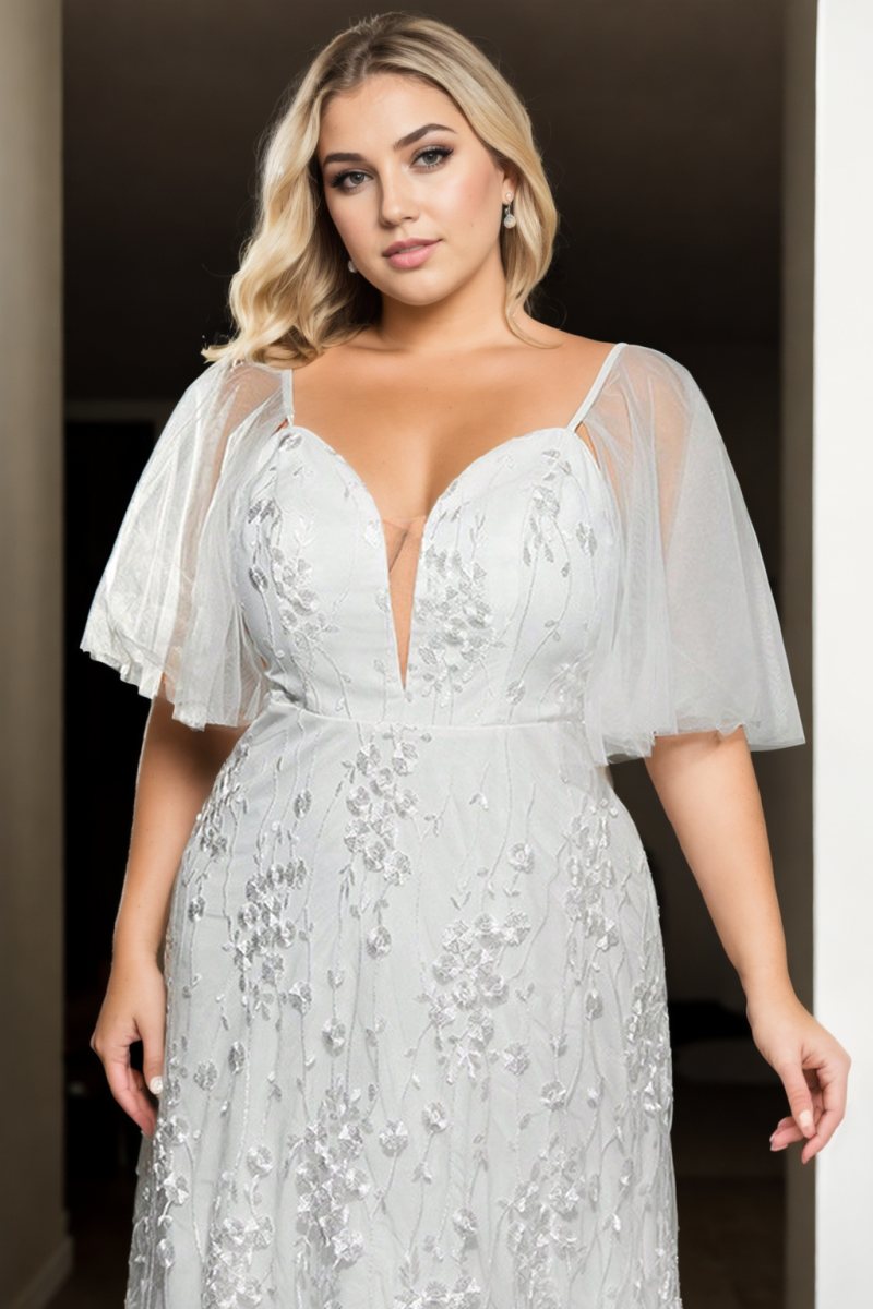 Faith Plus Size Simple Wedding Dress with Sleeves