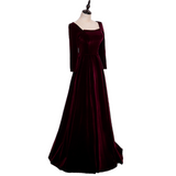 Plus Size Square Neck Long Sleeve Evening Dress