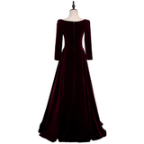 Plus Size Square Neck Long Sleeve Evening Dress