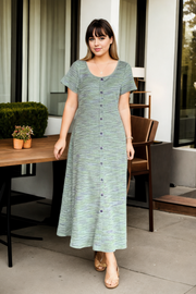 Plus Size Square Neck Henley Tee Dress - Midi Dress Length