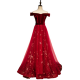 Plus Size Stars and Moon Evening Dress - Red Colour