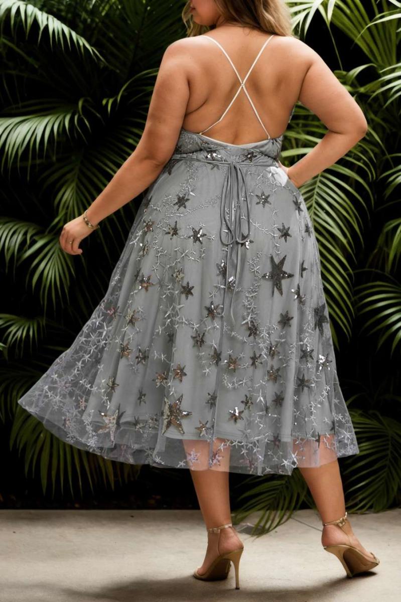 Meredyth Plus Size Stars Sequin Party Midi Dress Hello Curve Meredyth Plus Size Stars Sequin Party Midi Dress Hello Curve