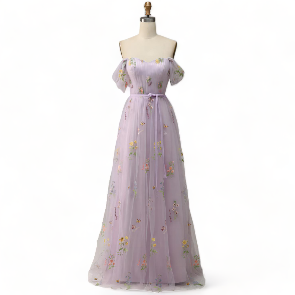 Off Shoulder Sweetheart Neck Max Tulle Dresses Lemon Plus Size main image 1