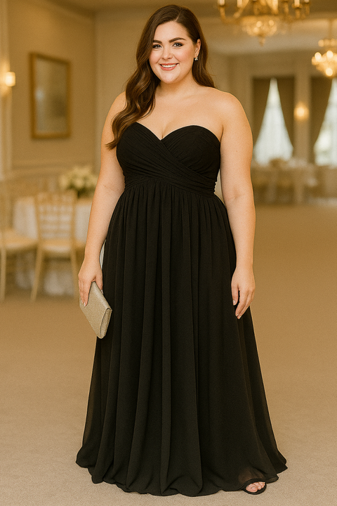 Plus Size Tube Chiffon Evening Dress