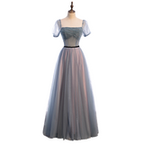 Plus Size Tulle Square Neck Evening Dress