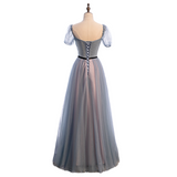 Plus Size Tulle Square Neck Evening Dress