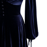 Plus Size Velvet Long Sleeve Evening Dress