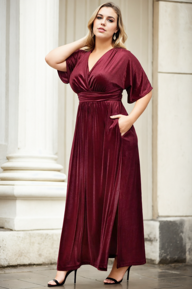Fleurine Plus Size Velvet Maxi Dress– Hello Curve